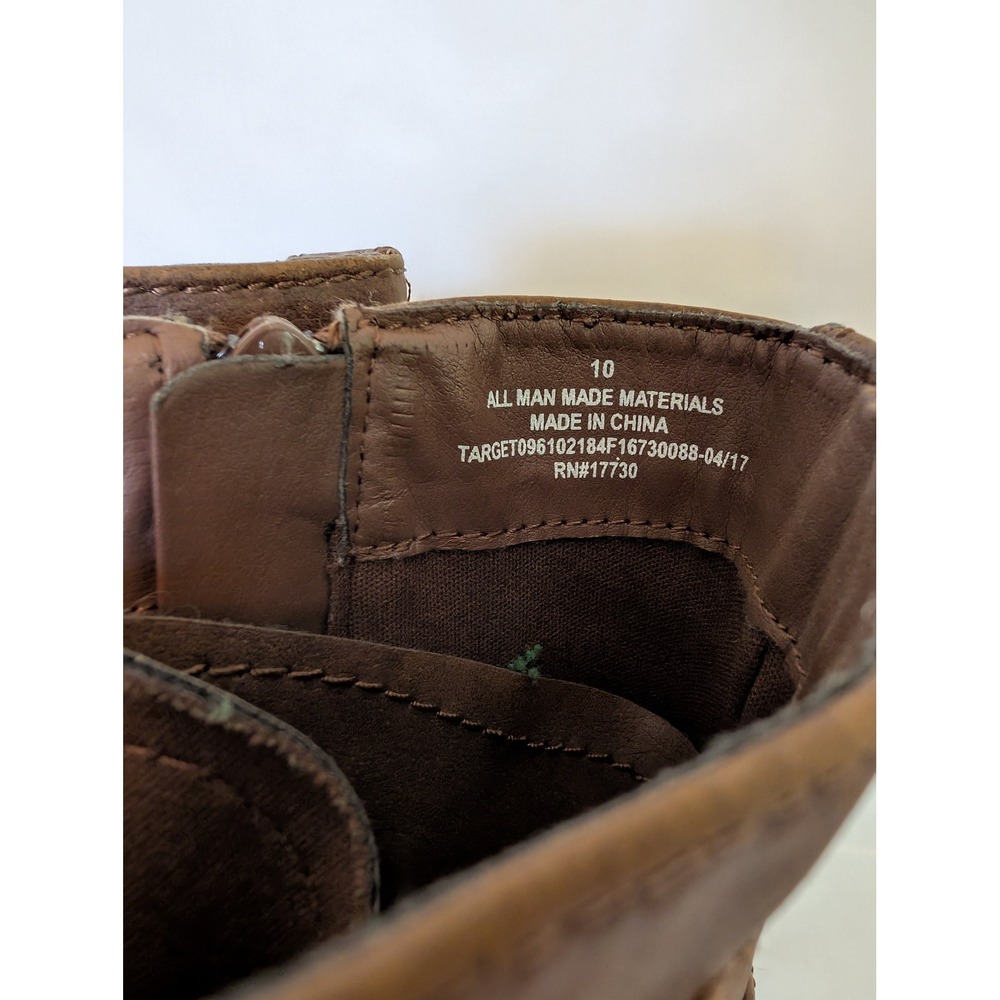 Brown Lace Up Combat Boots, Riding Side Zip Cap Toe Mid Calf Size 10 RN17730 - Picture 4 of 5